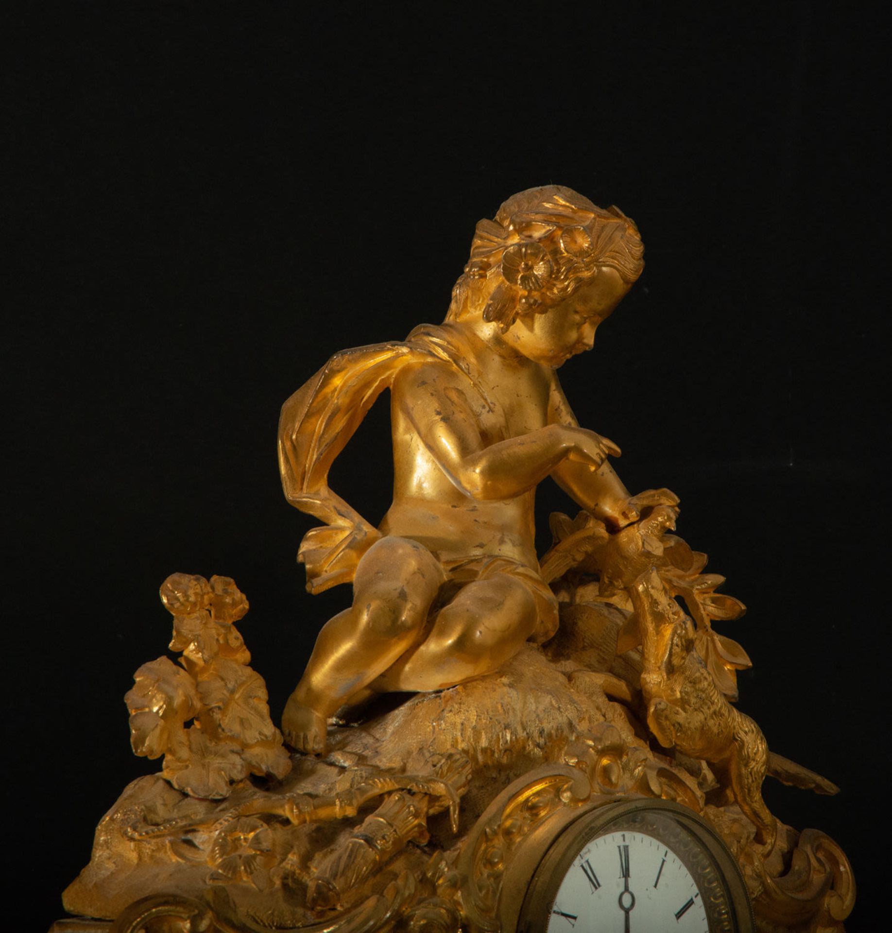 French Table Clock with Cherub, 19th century - Image 4 of 6