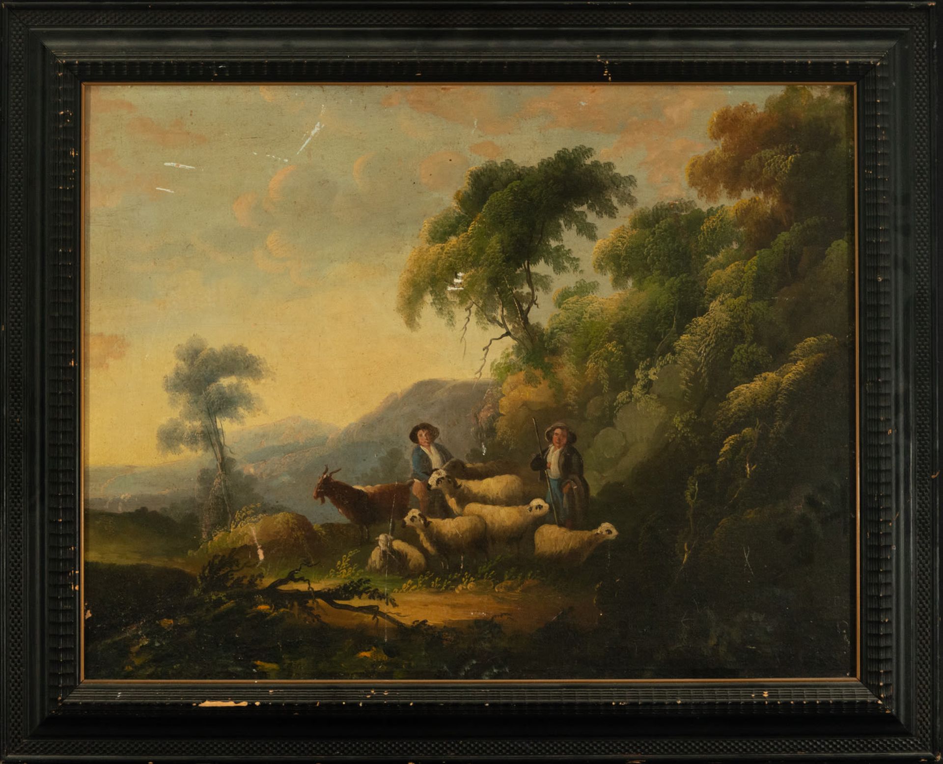 Pair of pastoral scenes on canvas, 19th century French school - Image 7 of 11