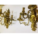 Exceptional Massive Pair of Gilt Bronze Regency Style Wall Appliques , French 19th century