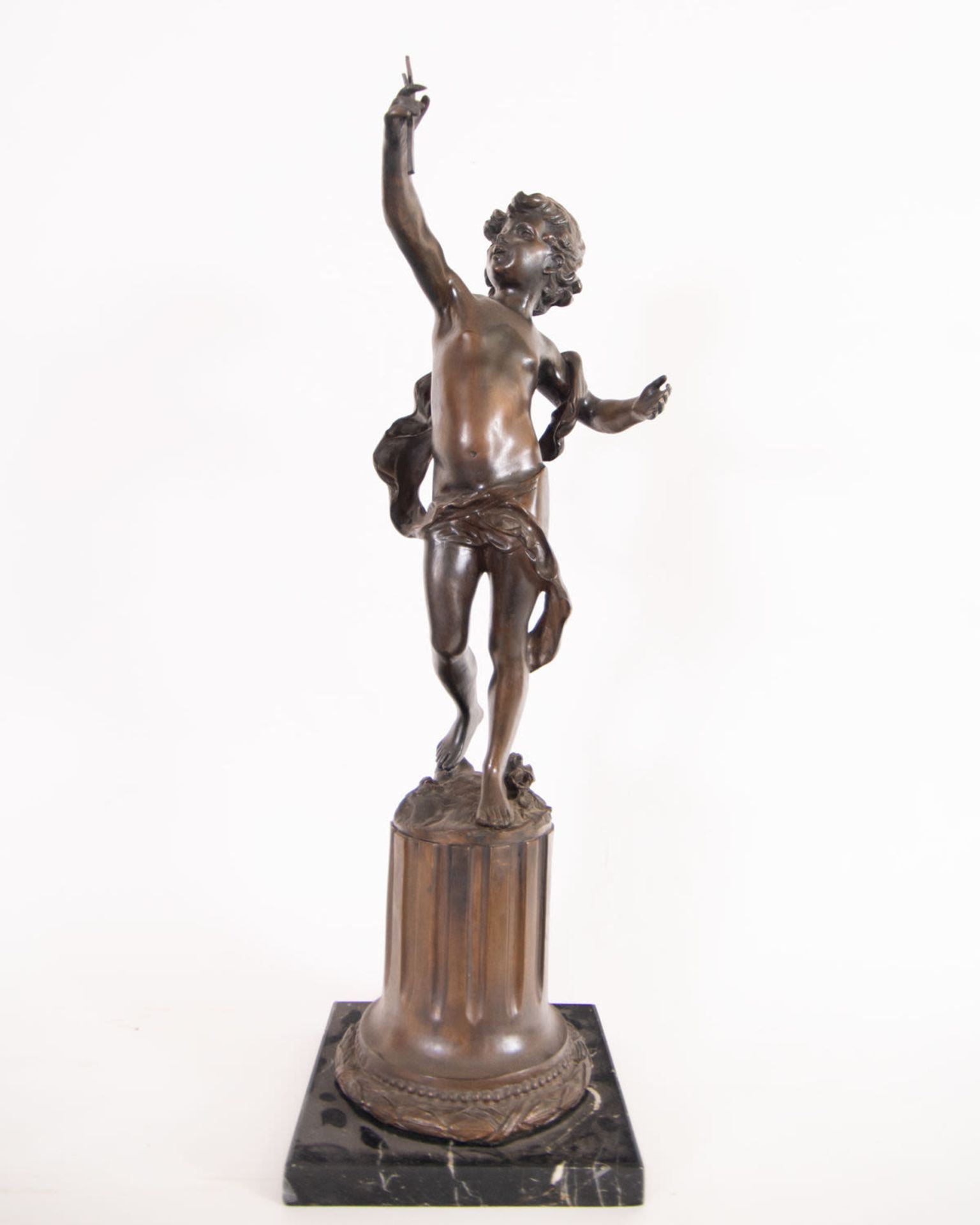 Pair of Important Cupids in Patinated Bronze, French School of the 19th Century - Image 2 of 8
