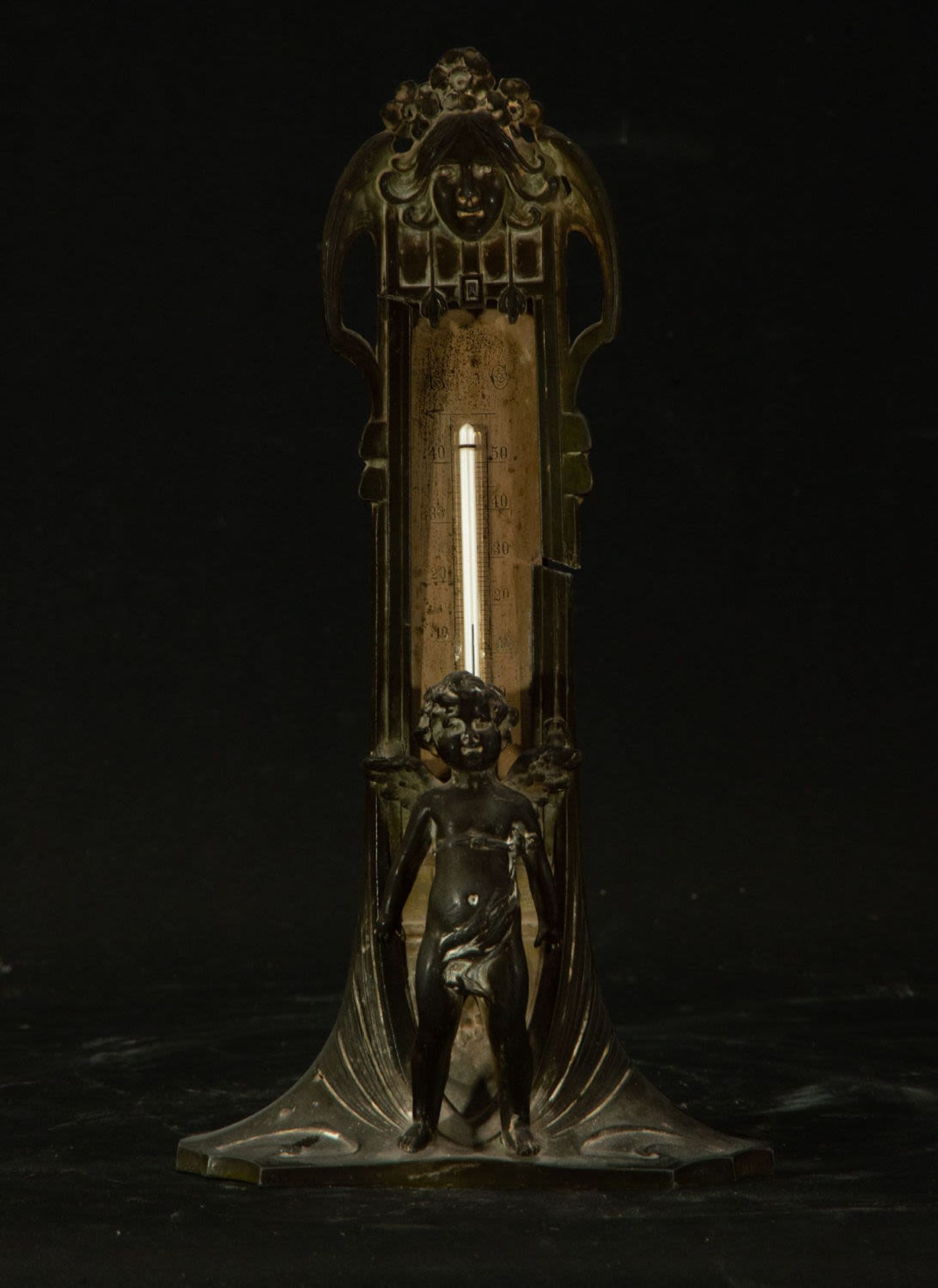 Bronze thermometer holder, 19th century French work