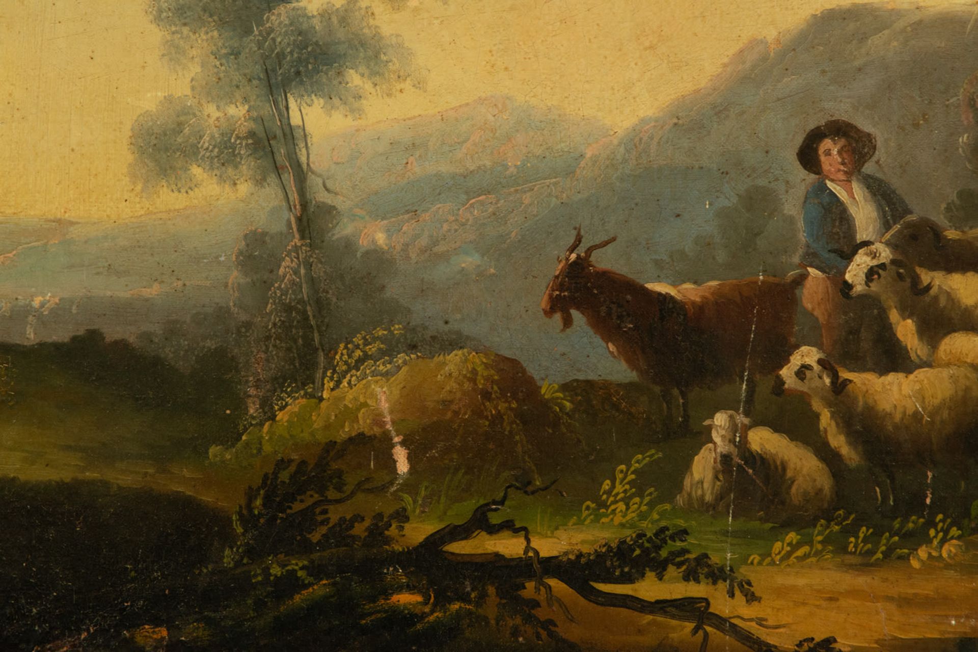 Pair of pastoral scenes on canvas, 19th century French school - Image 9 of 11