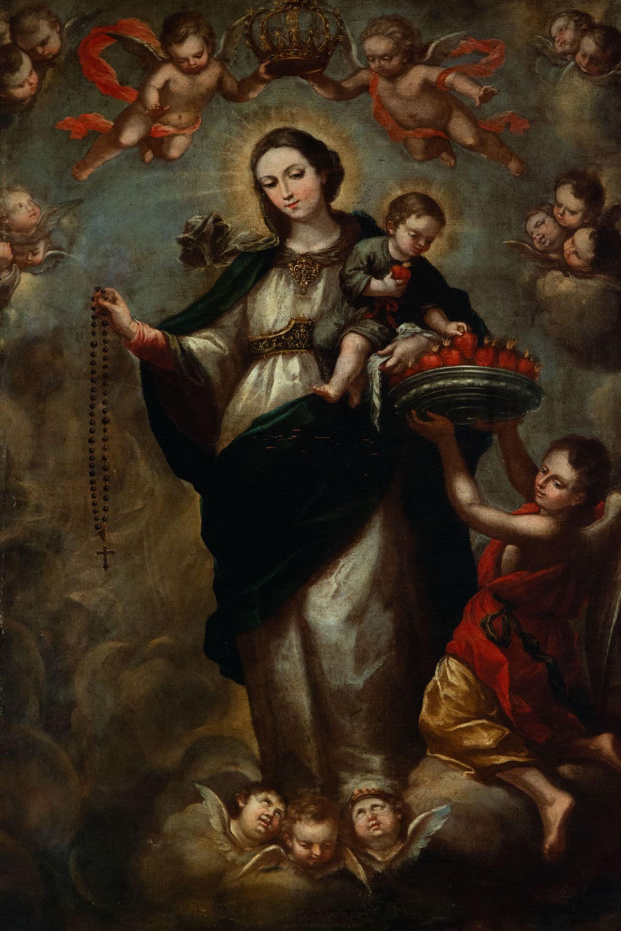 Exceptional Virgin of the Rosary, in the manner of Juan de Espinal, Sevillian school of the 18th cen - Image 2 of 10