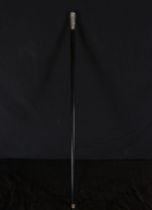 French Walking Stick for Gentleman with head in embossed silver with rockery motifs and body in ebon