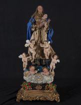 Virgen del Carmen Neapolitana in polychrome terracotta, 18th century