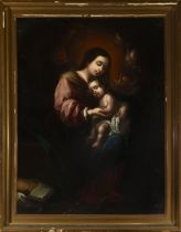 Virgin with Child, Spanish school of the circle of Bernardo Lorente Germán, (1680-1759), 18th centur