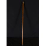 French Walking Cane with 18k gold handle and tropical wood body and embossed sterling silver handle,