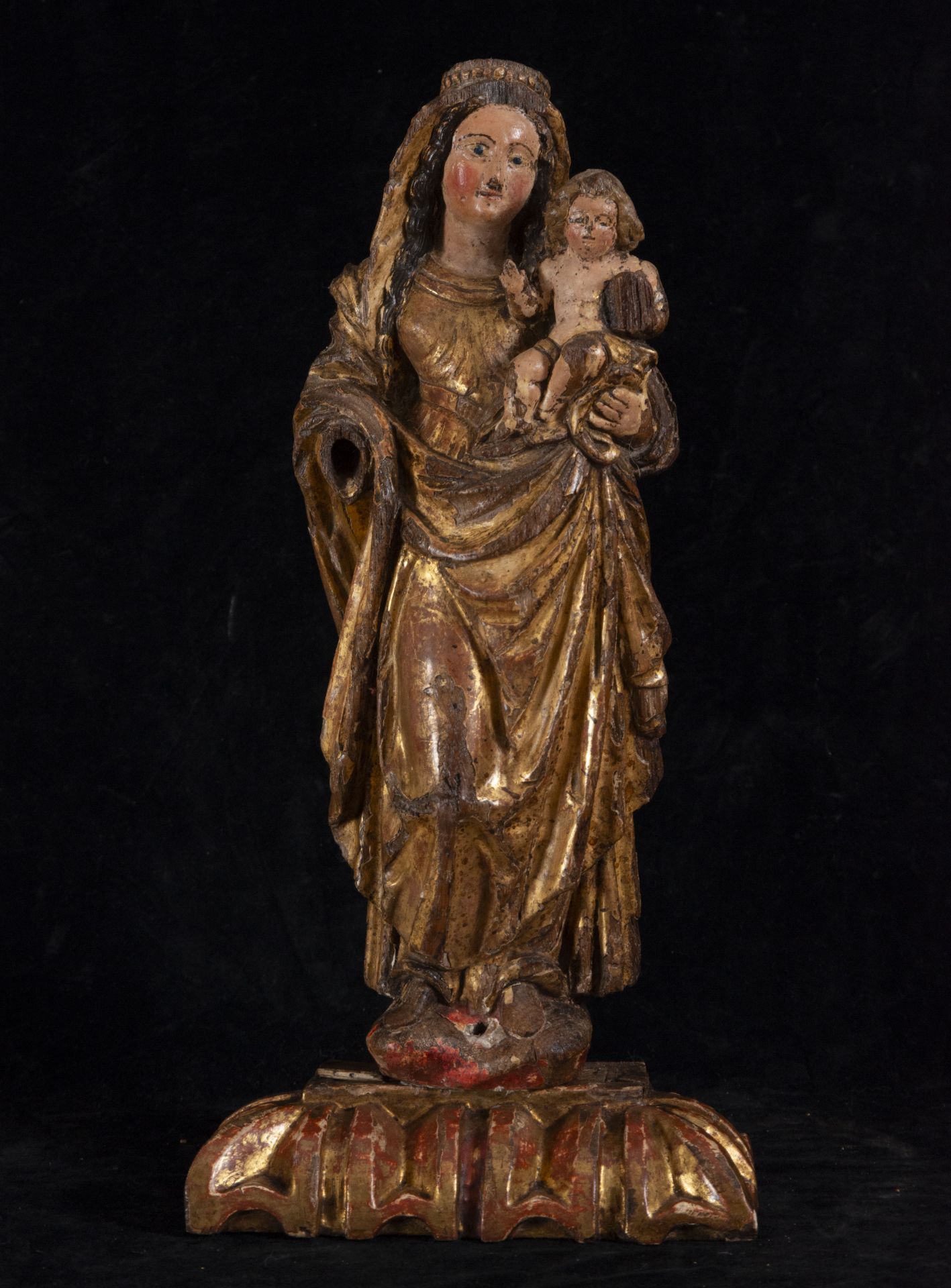 Virgen del Sombrero with Child God in Arms, Hispano Flemish school of the 16th century, Burgos or Pa