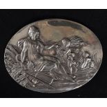 Plate in solid 925 Sterling Silver representing the Goddess Ceres, French school from the beginning