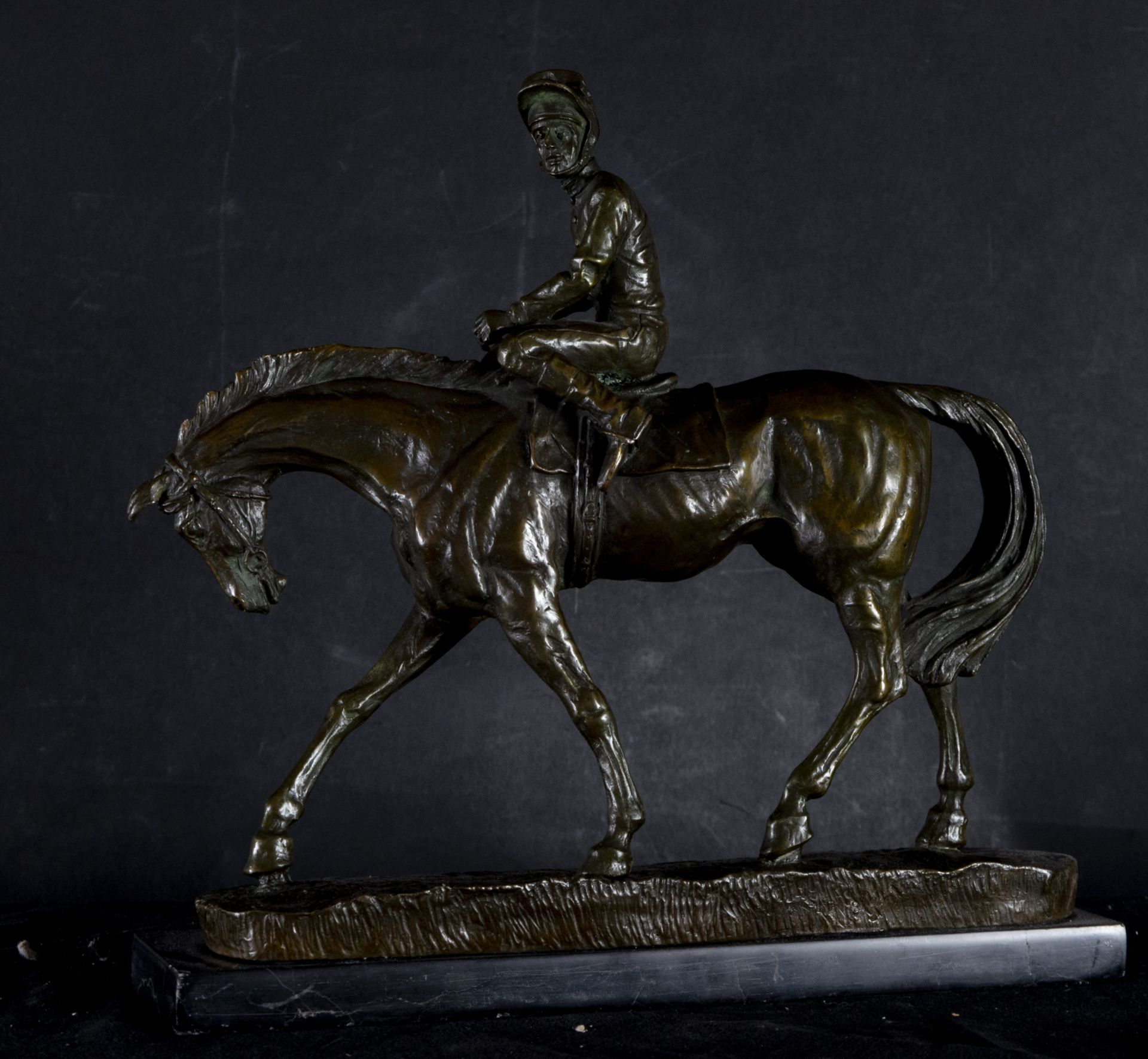 Horse jockey in bronze, 19th century English school