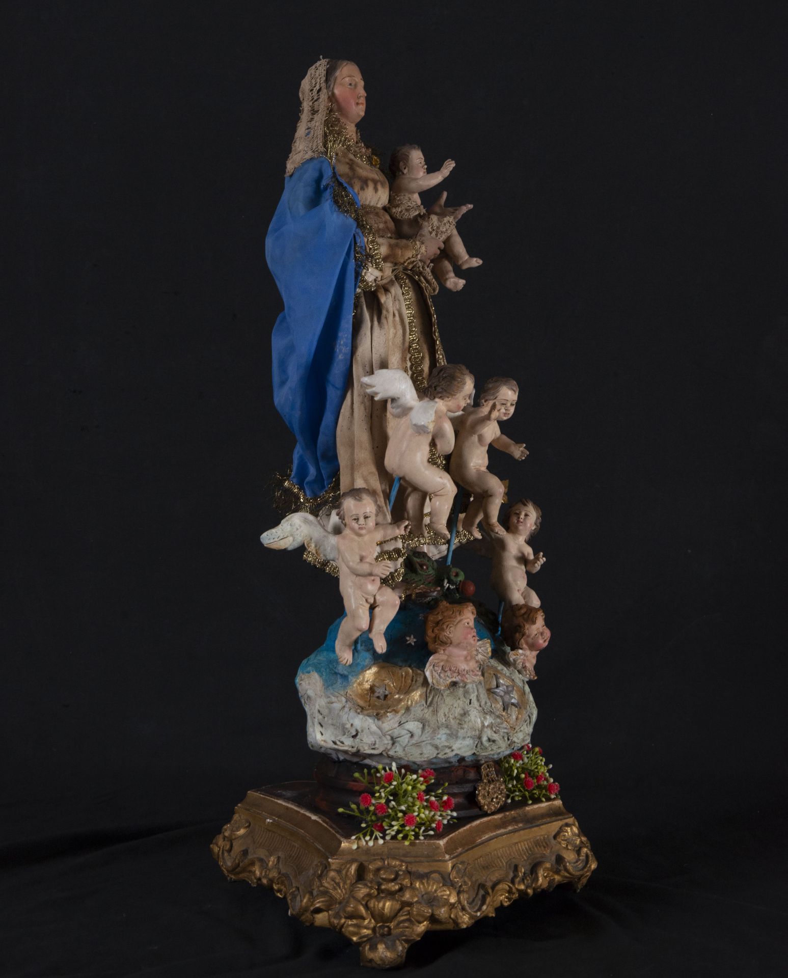 Virgen del Carmen Neapolitana in polychrome terracotta, 18th century - Image 3 of 4