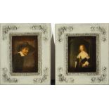 Pair of Portraits of a Dutch Lady and Gentleman, following models of the Flemish Baroque of Antwerp,