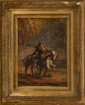 Signed oil on panel, Character on horseback, 19th century European Impressionist school