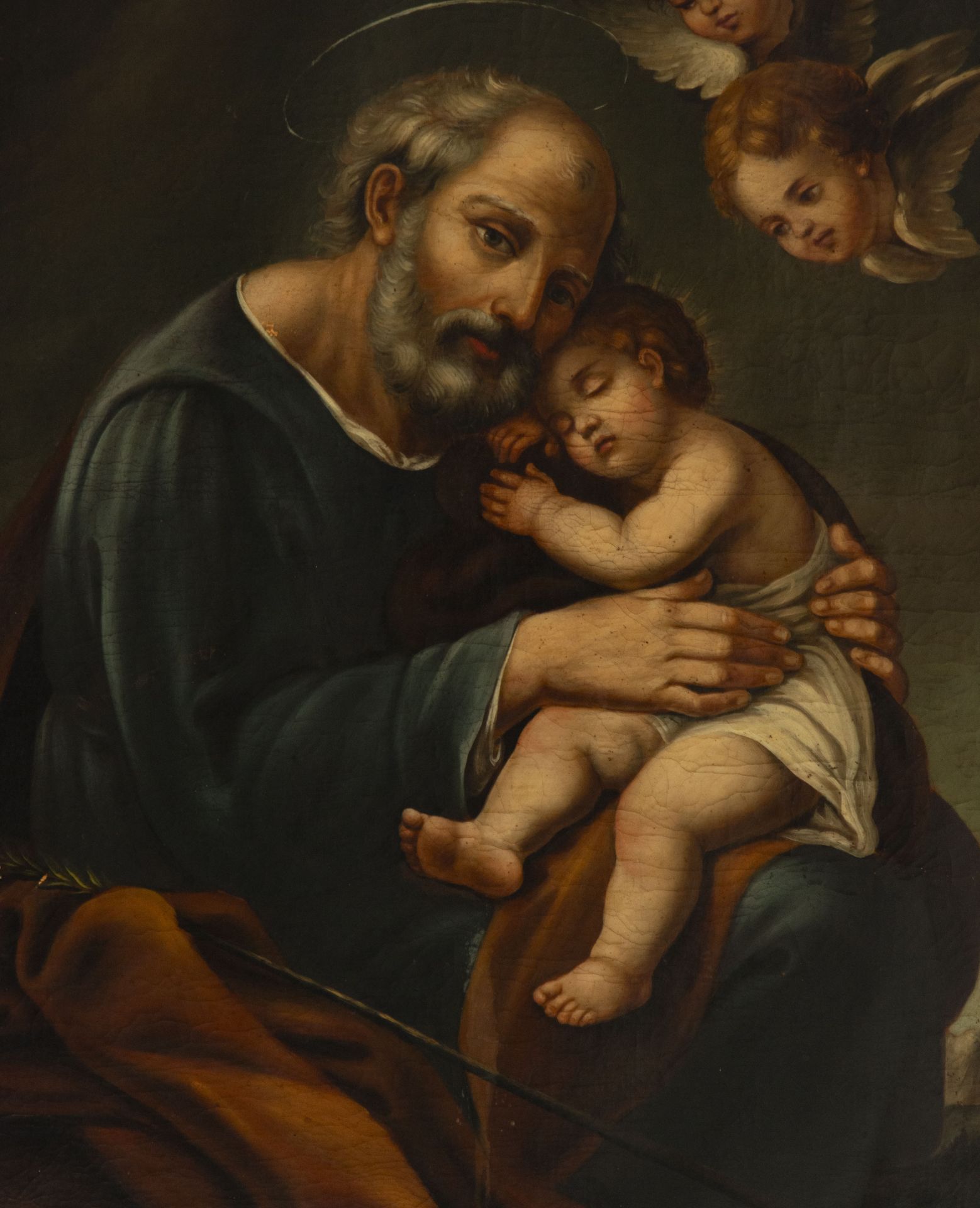 Saint Joseph with Child in Arms, 18th century Central American colonial school, Guatemala, Viceroyal - Image 2 of 4