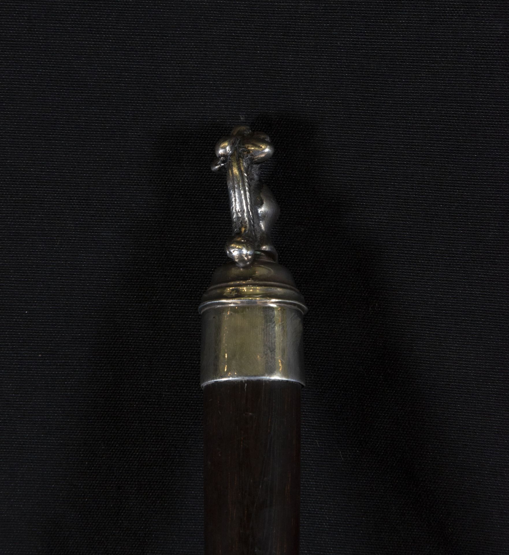 Victorian walking stick in rosewood wood and silver handle with a knight's helmet motif, 19th centur - Bild 3 aus 4