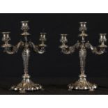 Important pair of French Candelabras in Sterling Silver with Rockery decoration and floral motifs, 1