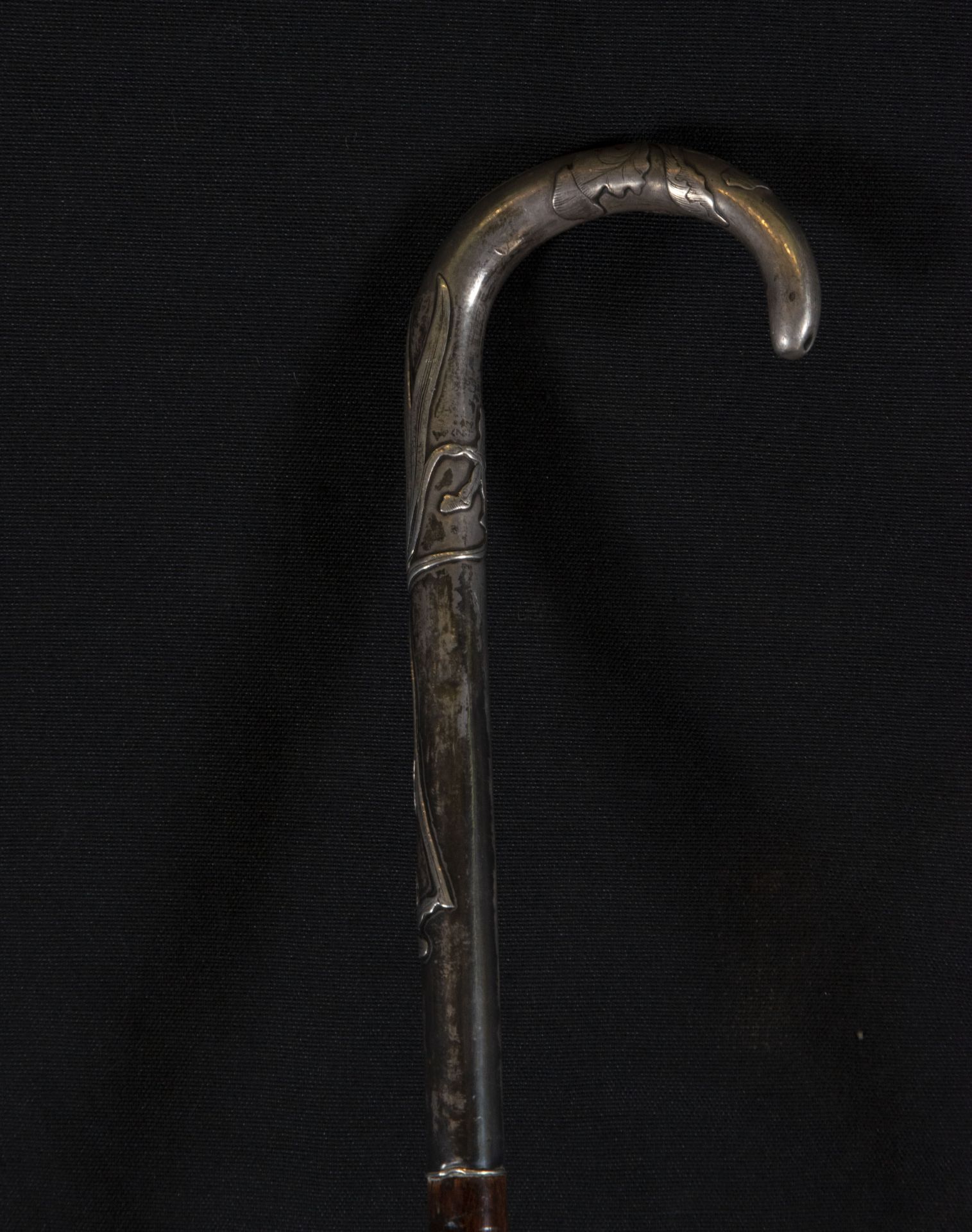 French cane from the beginning of the century with a handle in sterling silver in the Art Nouveau st - Bild 3 aus 3