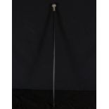 Victorian walking stick in ebony with embossed silver handle with floral motifs, 19th century Englis