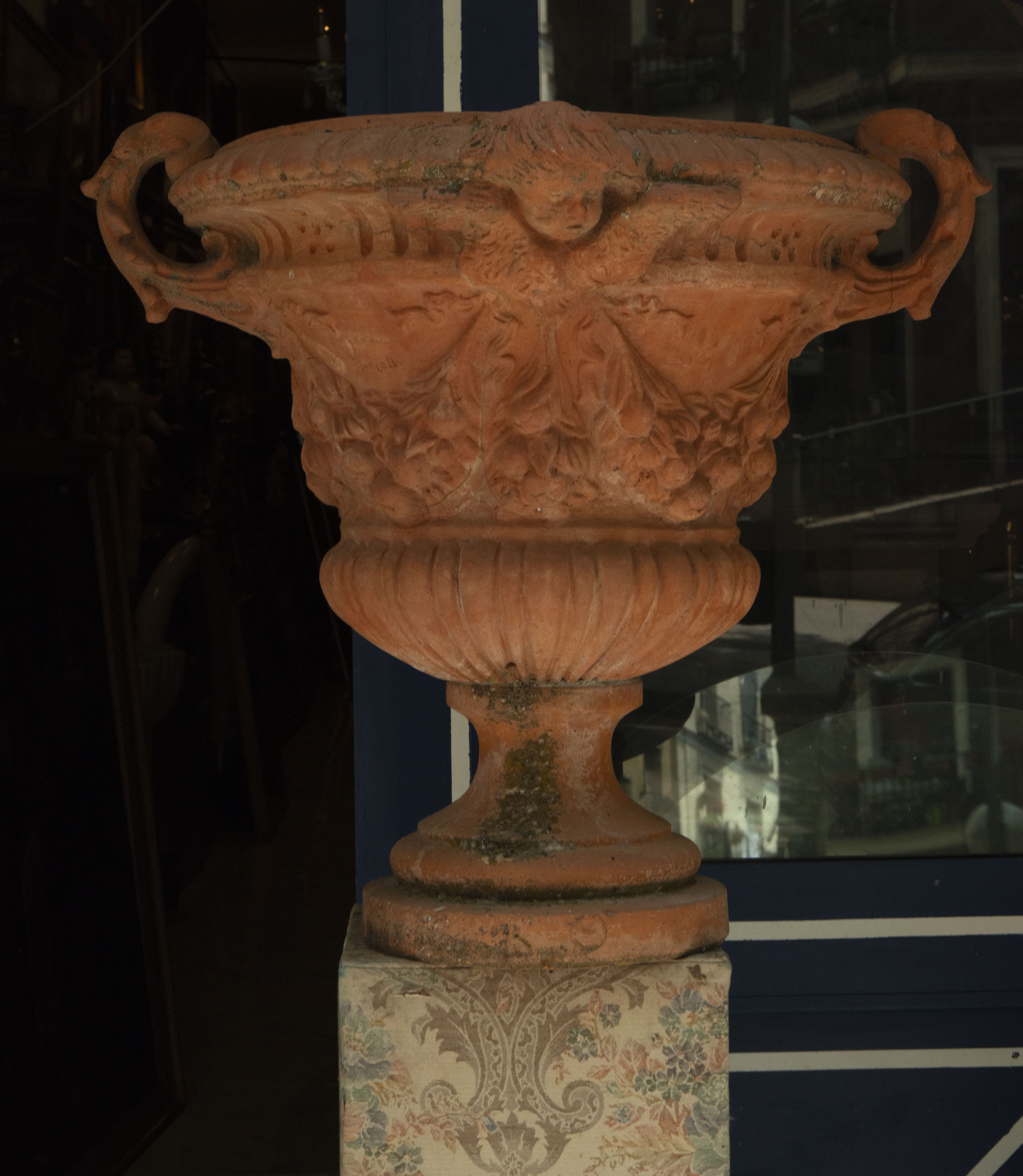 Large Italian terracotta planter vase for outdoors, 19th century