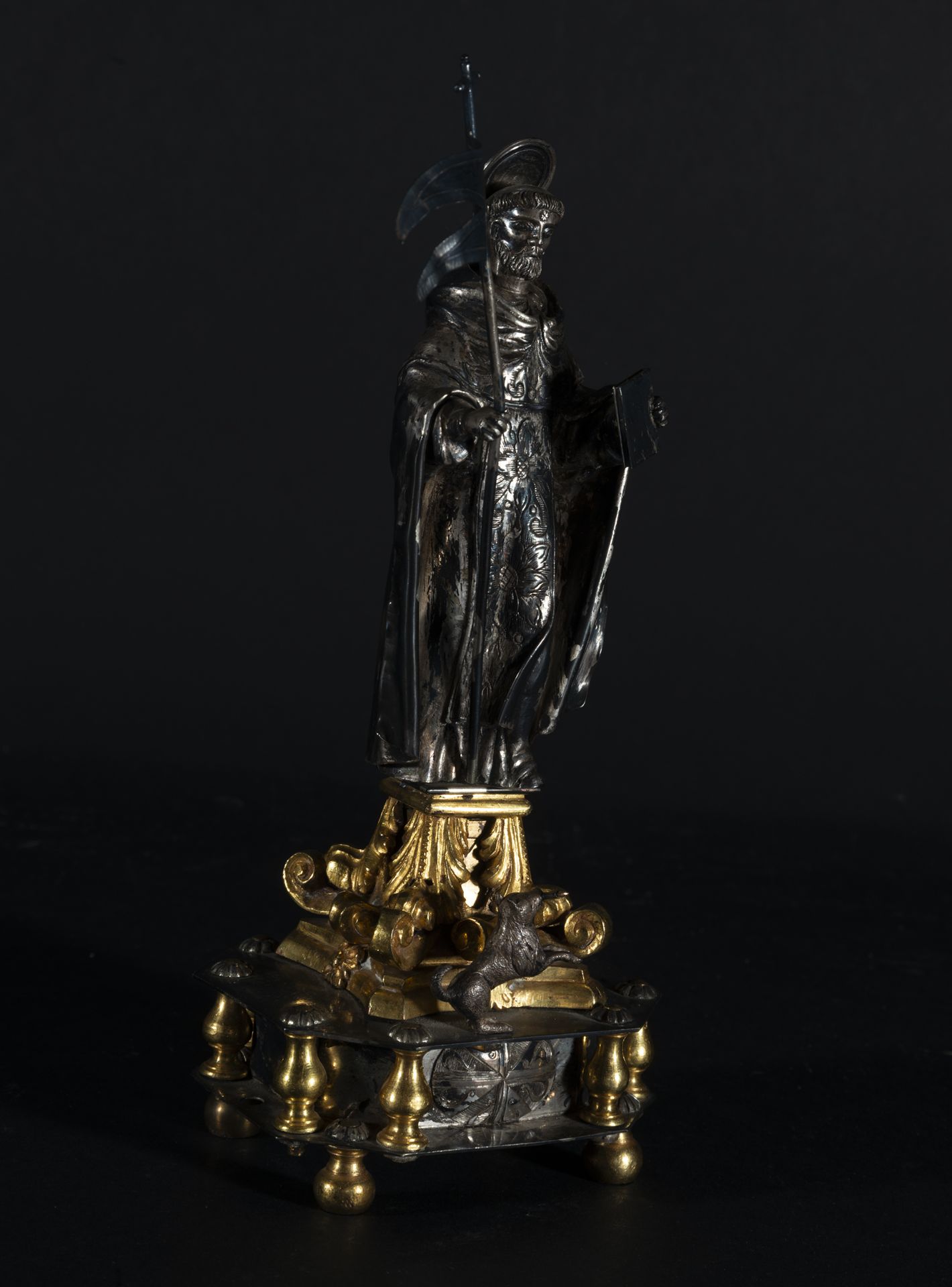 Very Important Saint Dominic of Guzmán in embossed fine silver and gilded copper with a thick 22 car - Image 4 of 7