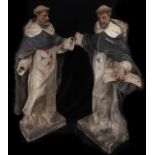 Pair of large Italian Baroque carvings Saint John of the Mata and Saint Felix of Valois, founders of