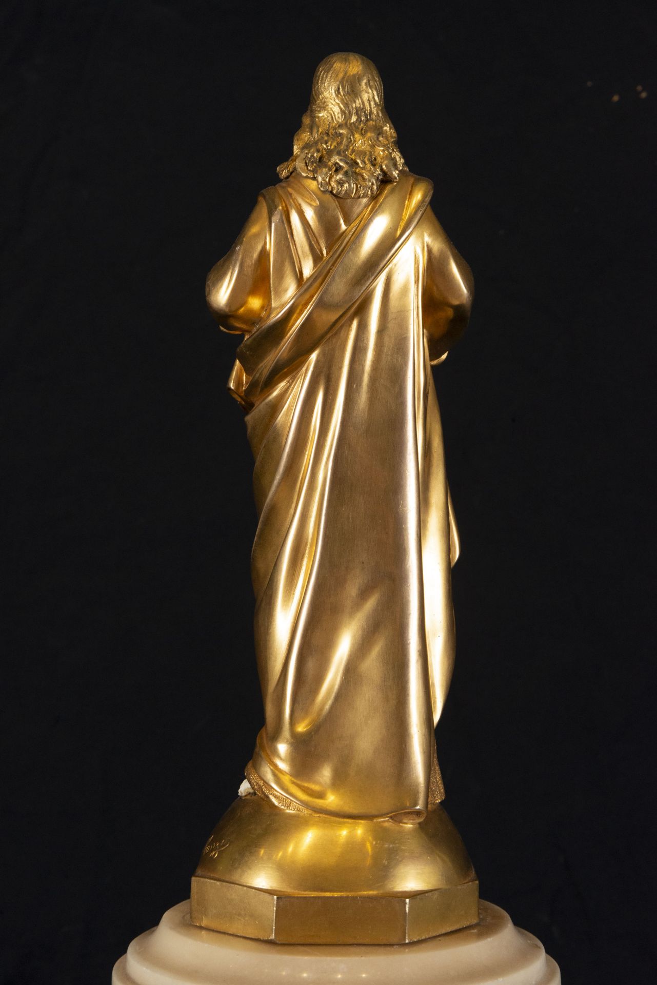 Beautiful Chryselephantine Sculpture from the Art Nouveau period representing the Sacred Heart of Je - Image 3 of 3