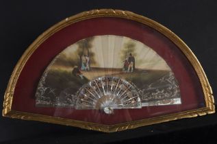 Mother-of-pearl fan with Goyesca scene, 19th century