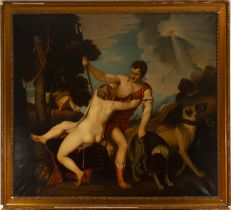 Spectacular Large Life-Size Canvas of Venus and Adonis, after Tiziano Vecellio, 19th century