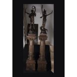 Pair of Large Patinated Bronze Sculptures representing "The Triumph", Louis Moreau (1855-1919), Fren