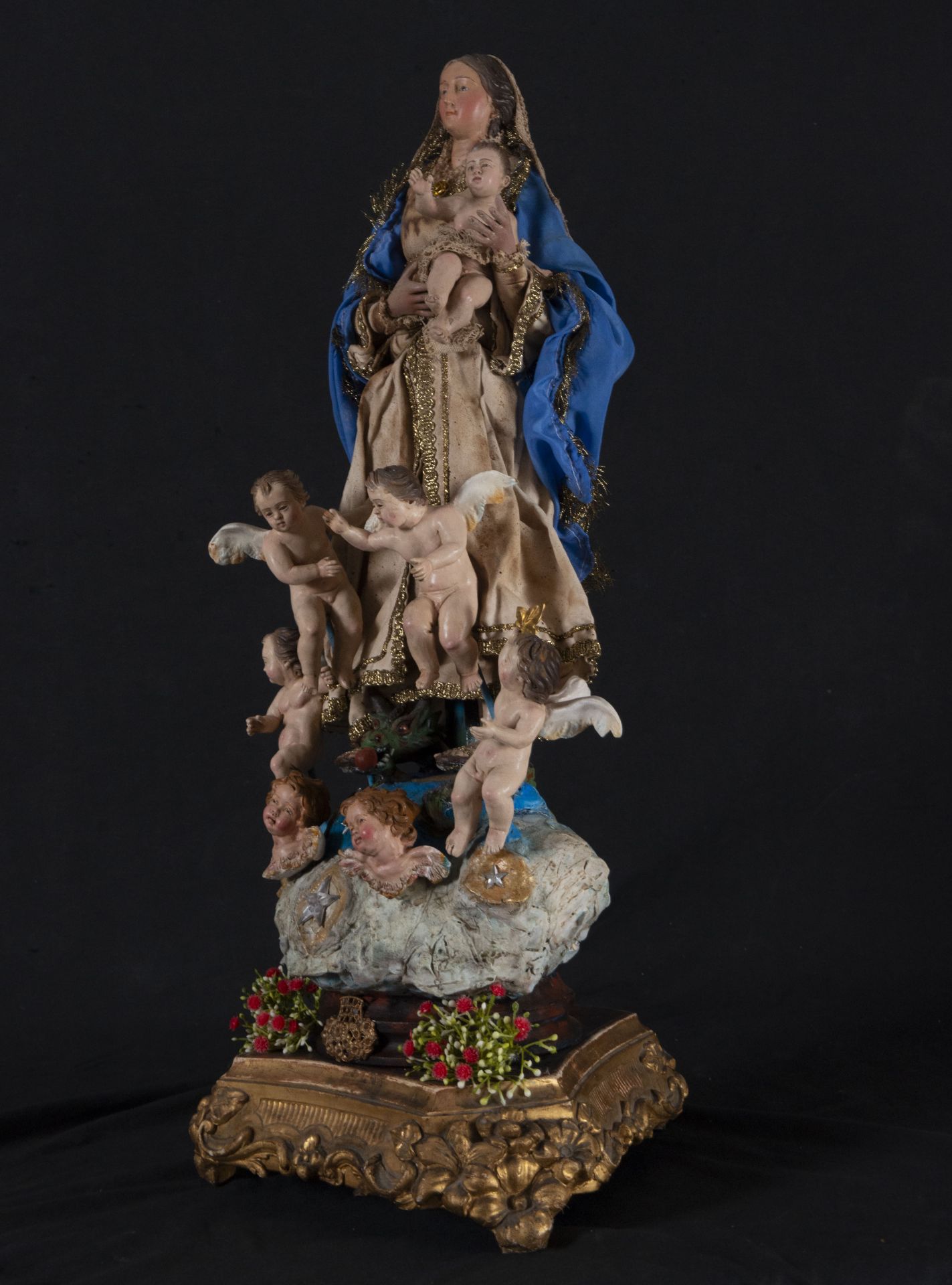 Virgen del Carmen Neapolitana in polychrome terracotta, 18th century - Image 2 of 4