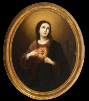 Sacred Heart of Mary in oval, Sevillian school of the circle of Gutiérrez de la Vega, José (Seville,