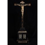 Magnificent and Rare Hispano Filipino Christ mounted on cabinet, Nao de Filipinas, Hispano Filipino