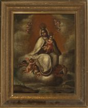 Virgin with Child in Glory, New Spanish colonial school from the 17th century