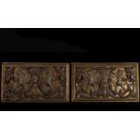 Pair of New Spain Altar Reliefs in carved, polychrome and gilded wood, Mexico, colonial work from th