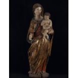 Madonna with Child in polychrome Walnut wood, South German school of the early 16th century