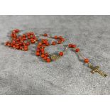 18k Gold Rosary and Mediterranean Coral