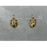 Elegant Spanish Majorcan or Barcelona baroque earrings in 18k gold and emeralds, 18th century