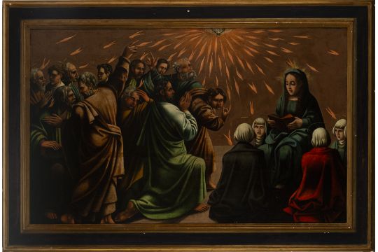 "Pentecost", oil on oak panel, Toledo Mannerist school of the 16th century - Image 1 of 3