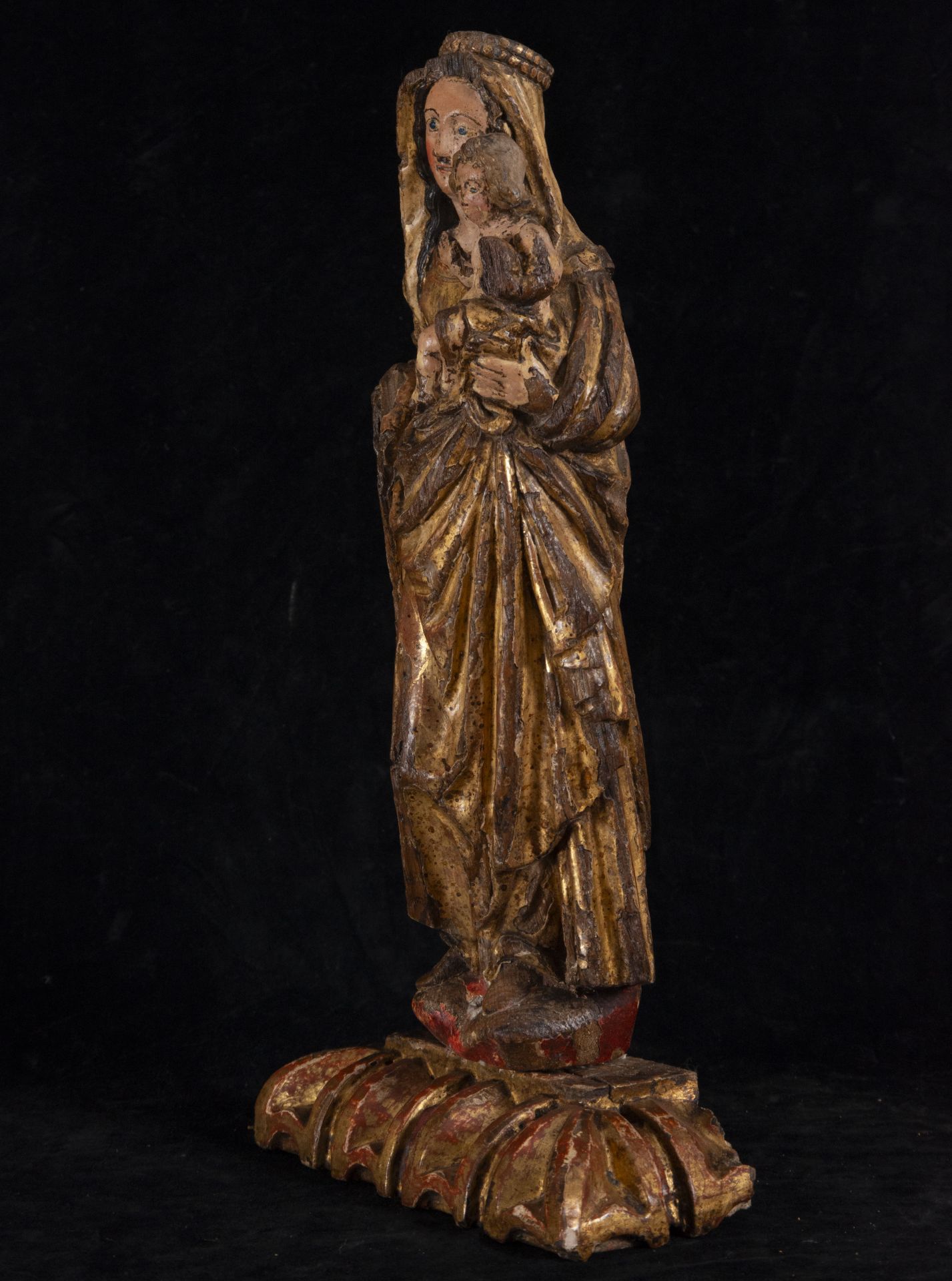 Virgen del Sombrero with Child God in Arms, Hispano Flemish school of the 16th century, Burgos or Pa - Image 2 of 4
