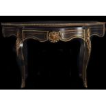 Louis XV style French ebonized wood side table in ebonized wood and gilt bronze, 19th century