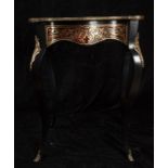 Louis XV style Boulle French ebonized wood side table in tortoiseshell, mother of pearl and brass, 1