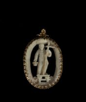 Rare and exquisite 17th century Reliquary Medallion pendant in Portuguese colonial gold and ivory fi