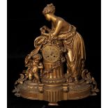 Large Louis XVI style clock with motif of Venus next to Cherubs, late 19th century