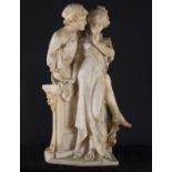 Important Great Couple of Lovers in Alabaster, Adolfo Cipriani, Italy (1880 - 1930), 19th century It