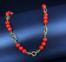 Yellow Gold and Coral Necklace.
