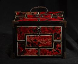 Rare Nuremberg "Secrets" box in tortoiseshell, bronze and bone inlay, 17th century Dutch or South Ge