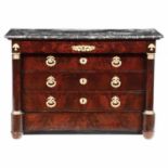 Important Empire Chest of Drawers in Mahogany Palm, 19th century, First French Empire, 19th century 