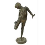 "Boy with Crab", attributed to Annibale de Lotto (1877 - 1932), large sculpture in patinated bronze,