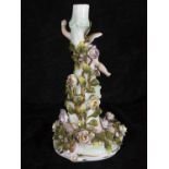 Beautiful candle holder in German enamelled Meissen porcelain, 19th century