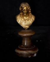 Exquisite bust in gilt bronze with onyx base, Italian school of Alessandro Algardi, Italy, 17th cent